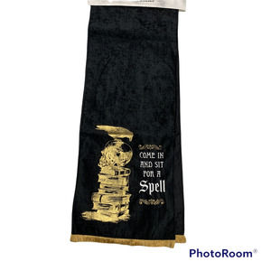 Halloween Table Runner Come Sit For A Spell Spooky Skull Crow Haunted Mansion